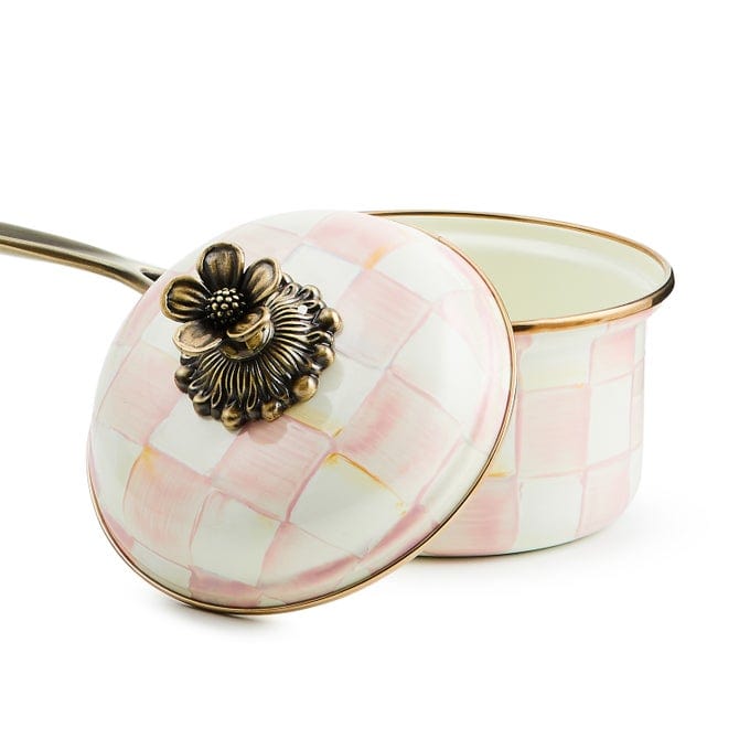 MacKenzie-Childs Cookware Mackenzie Childs Rosy Check 1 Qt. Saucepan