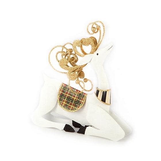 MacKenzie-Childs Deer Sitting Snow Deer - Tartan