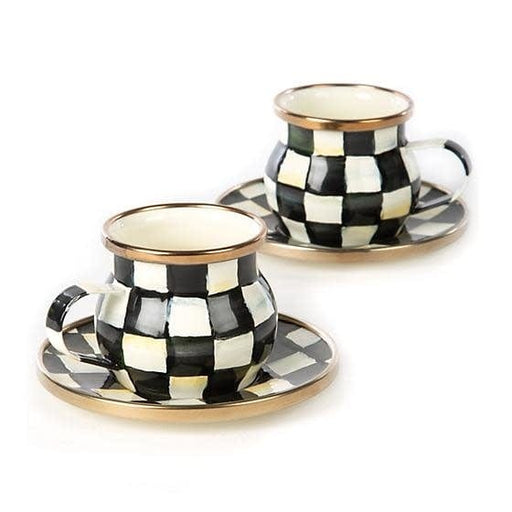 MacKenzie-Childs Demitasse Courtly Check Enamel Espresso Cup & Saucer Set