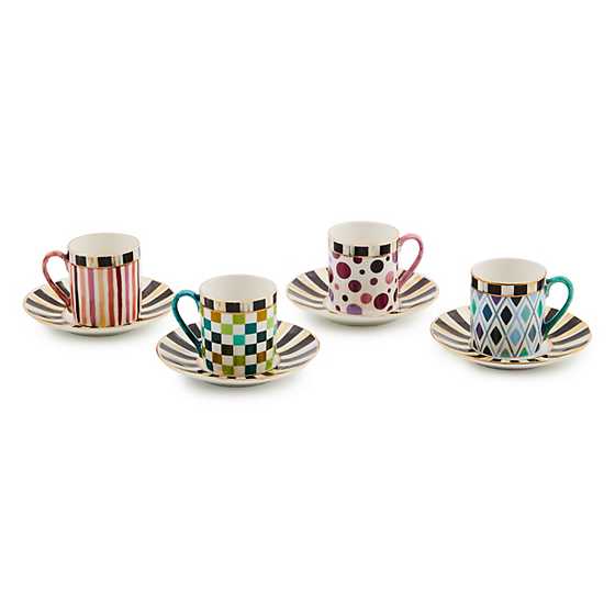MacKenzie-Childs Demitasse Sweetheart Espresso Cup & Saucer, Set of 4