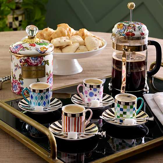 MacKenzie-Childs Demitasse Sweetheart Espresso Cup & Saucer, Set of 4