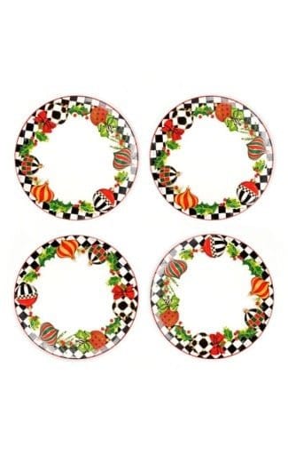 MacKenzie-Childs Dinner Plates Deck the Halls Dinner Plate - Set of 4