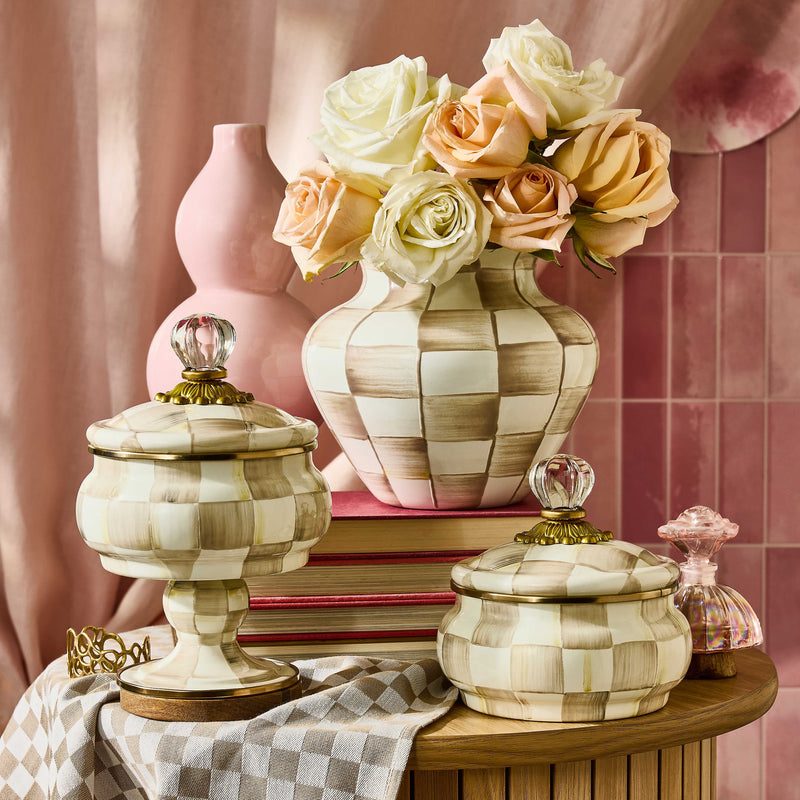 MacKenzie-Childs Dinnerware Mocha Check Curiosity Pot
