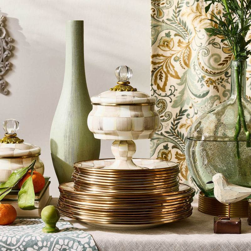 MacKenzie-Childs Dinnerware Mocha Check Curiosity Pot