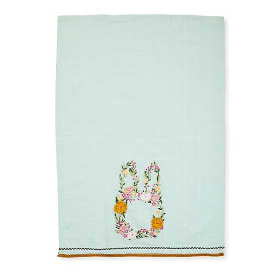 MacKenzie-Childs Dish Towel Floral Bunny Embroidered Dish Towel