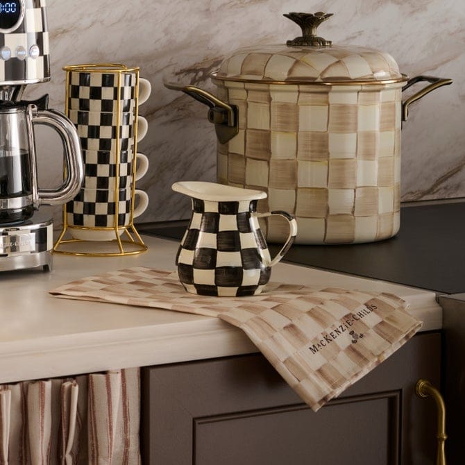MacKenzie-Childs Dish Towel Mocha Check Dish Towel