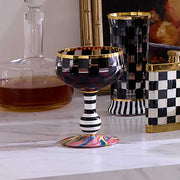 MacKenzie-Childs Drinkware Carnival Black Coupe Glass