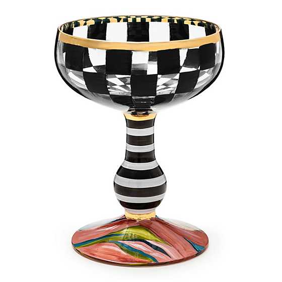 MacKenzie-Childs Drinkware Carnival Black Coupe Glass