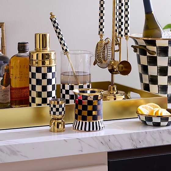 MacKenzie-Childs Drinkware Carnival Black Tumbler Glass, Set of 2