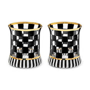 MacKenzie-Childs Drinkware Carnival Black Tumbler Glass, Set of 2