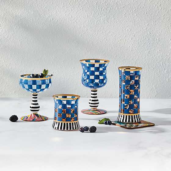 MacKenzie-Childs Drinkware MacKenzie-Childs Carnival Royal Tumbler Glass - Set of 2