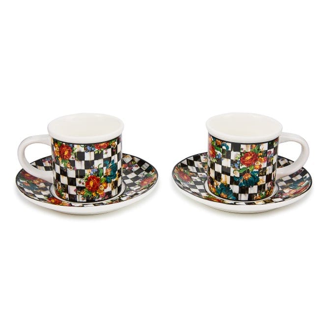 MacKenzie-Childs Drinkware Mackenzie-Childs Courtly Flower Market Espresso Cup & Saucer, Set of 2