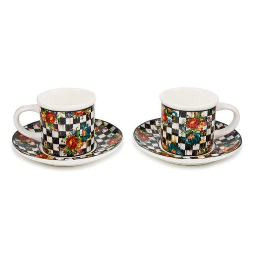 MacKenzie-Childs Drinkware Mackenzie-Childs Courtly Flower Market Espresso Cup & Saucer, Set of 2