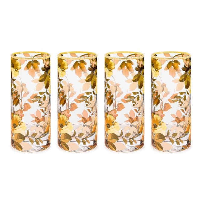 MacKenzie-Childs Drinkware Mackenzie-Childs  Wild Rose Highball Glass, Set of 4