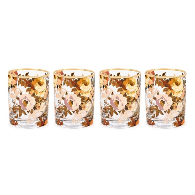 MacKenzie-Childs Drinkware Mackenzie-Childs Wild Rose Tumbler Glass, Set of 4
