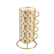 MacKenzie-Childs Drinkware Mocha Check Cappuccino Cup Tower