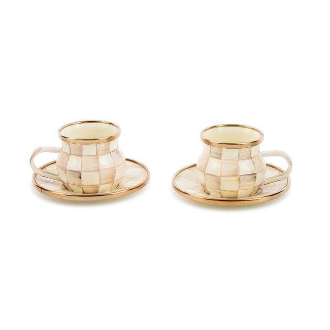 MacKenzie-Childs Drinkware Mocha Check Espresso Cup & Saucer Set