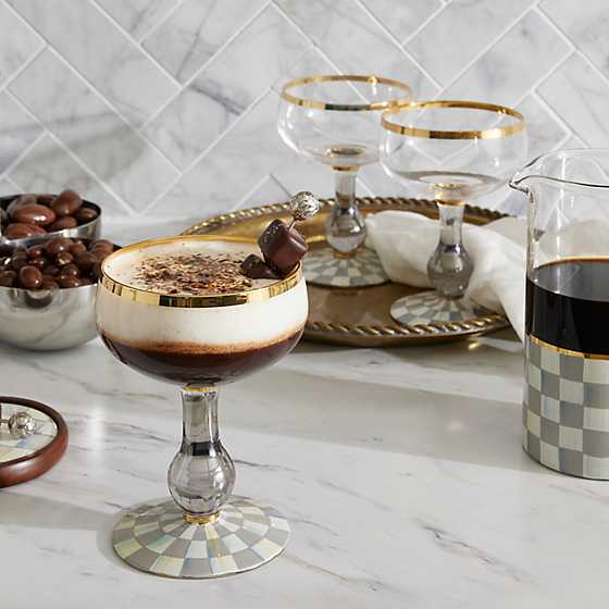 MacKenzie-Childs Drinkware Sterling Check Coupe Glass