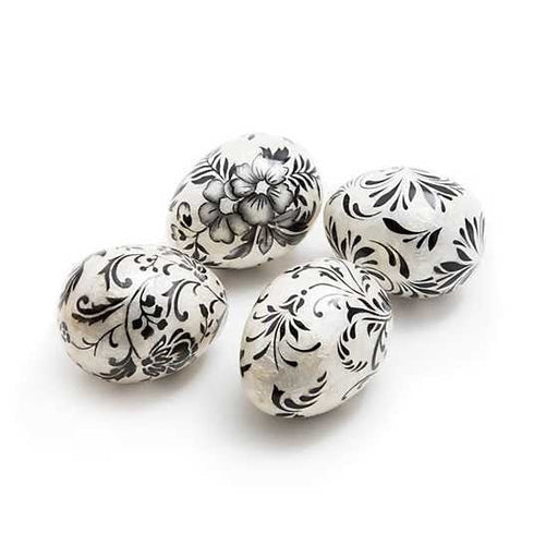 MacKenzie-Childs Eggs Black & White Floral Scroll Eggs - Set of 4 - FINAL SALE