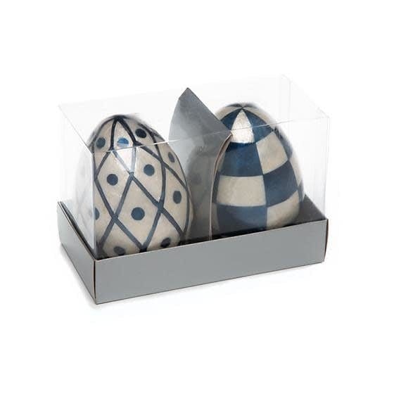 MacKenzie-Childs Eggs Country Stroll Capiz Eggs - Set of 2- FINAL SALE