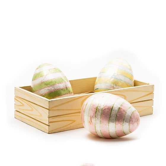 MacKenzie-Childs Eggs Rose Garden Stripe Eggs - Set of 3 -FINAL SALE