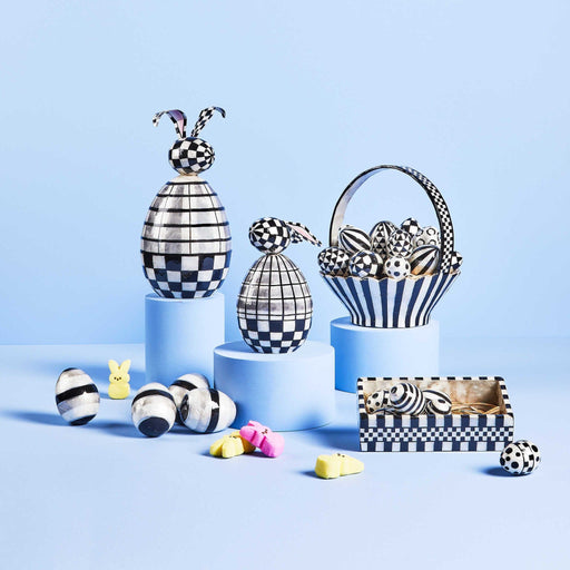 MacKenzie-Childs Eggs Sterling Stripe Eggs - Set of 4 - FINAL SALE