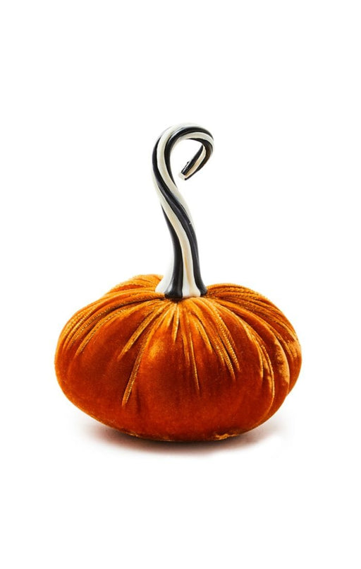 MacKenzie-Childs Fall Decor Autumnology Orange Twisted Stem Velvet Pumpkin