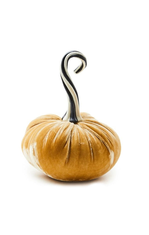 MacKenzie-Childs Fall Decor Autumnology Vanilla Twisted Stem Velvet Pumpkin