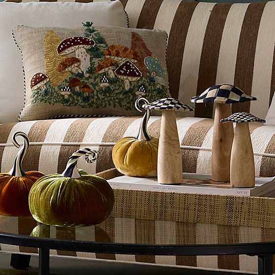 MacKenzie-Childs Fall Decor Autumnology Vanilla Twisted Stem Velvet Pumpkin