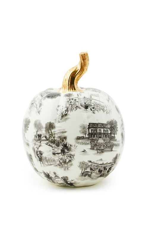 MacKenzie-Childs Fall Decor Black Toile Small Pumpkin