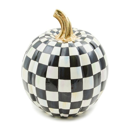 MacKenzie-Childs Fall Decor Courtly Check Glossy Small Pumpkin