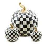 MacKenzie-Childs Fall Decor Courtly Check Glossy Small Pumpkin