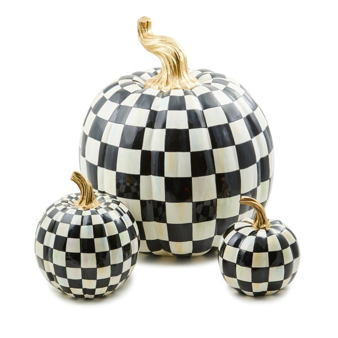 MacKenzie-Childs Fall Decor Courtly Check Glossy Small Pumpkin