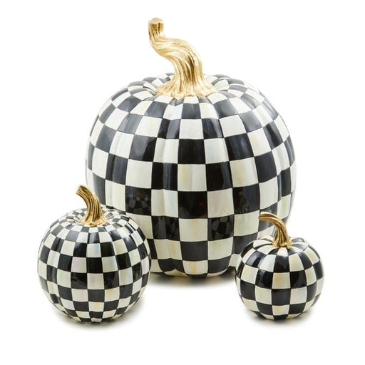 MacKenzie-Childs Fall Decor Courtly Check Glossy Small Pumpkin