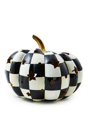 MacKenzie-Childs Fall Decor Courtly Check Illuminated Squashed Star Pumpkin