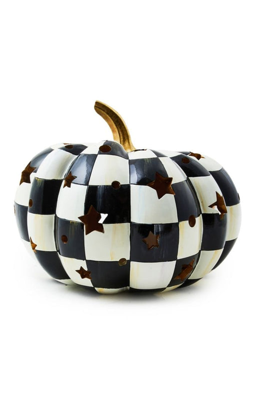 MacKenzie-Childs Fall Decor Courtly Check Illuminated Squashed Star Pumpkin