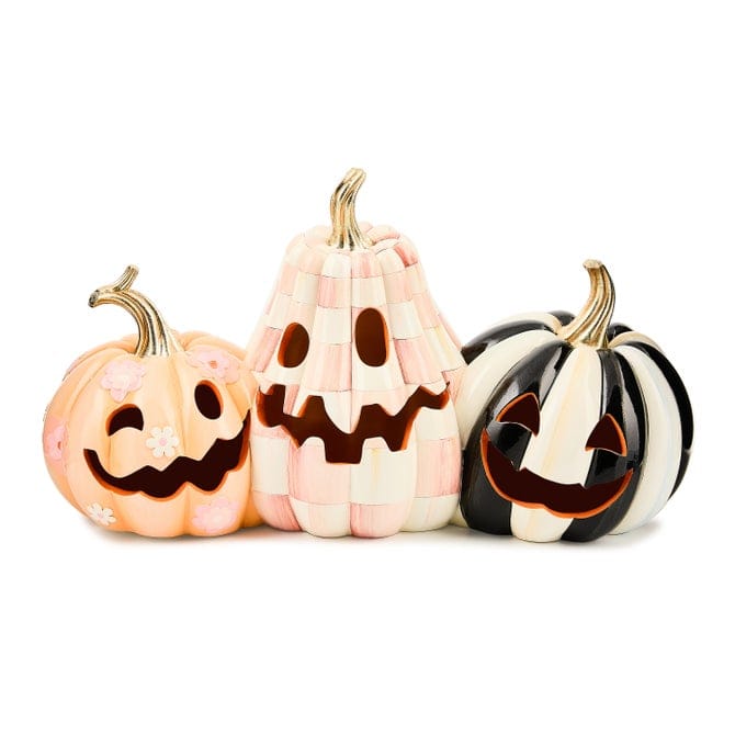 MacKenzie-Childs Fall Decor Hocus Pocus Illuminated Jack O' Lantern Trio