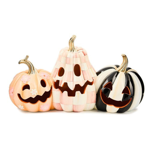 MacKenzie-Childs Fall Decor Hocus Pocus Illuminated Jack O' Lantern Trio