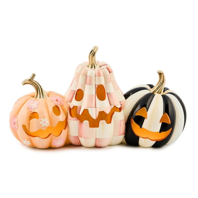 MacKenzie-Childs Fall Decor Hocus Pocus Illuminated Jack O' Lantern Trio