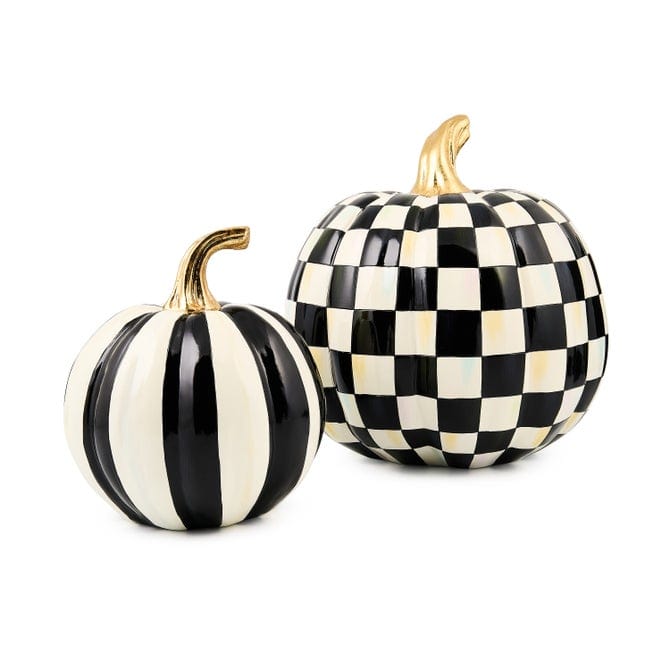 MacKenzie-Childs Fall Decor Mackenzie-Childs Classic Courtly Stripe Small & Check Medium Pumpkin Set