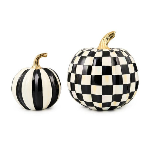 MacKenzie-Childs Fall Decor Mackenzie-Childs Classic Courtly Stripe Small & Check Medium Pumpkin Set