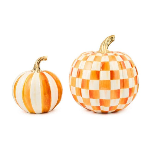MacKenzie-Childs Fall Decor Mackenzie-Childs Classic Orange Stripe Small & Check Medium Pumpkin Set