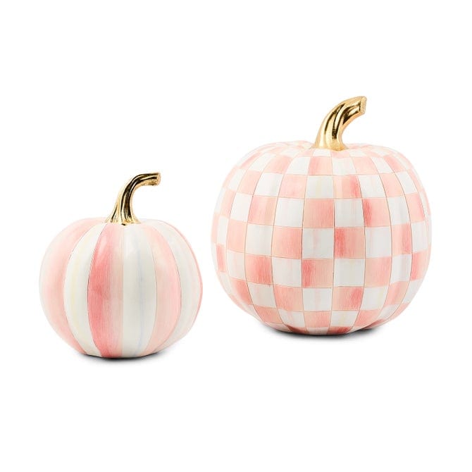 MacKenzie-Childs Fall Decor Mackenzie-Childs Classic Rosy Stripe Small & Check Medium Pumpkin Set