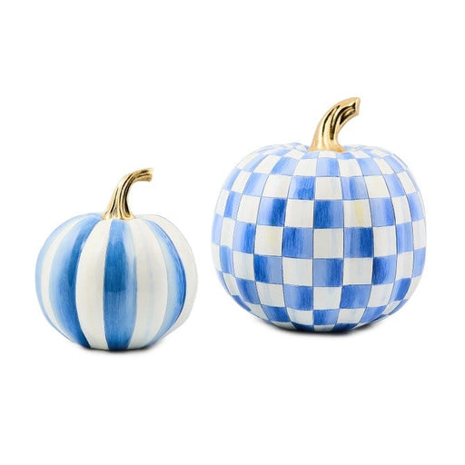 MacKenzie-Childs Fall Decor Mackenzie-Childs Classic Royal Stripe Small & Check Medium Pumpkin Set