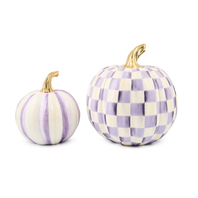 MacKenzie-Childs Fall Decor Mackenzie-Childs Classic Violet Stripe Small & Check Medium Pumpkin Set