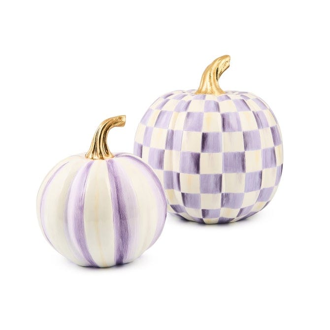 MacKenzie-Childs Fall Decor Mackenzie-Childs Classic Violet Stripe Small & Check Medium Pumpkin Set