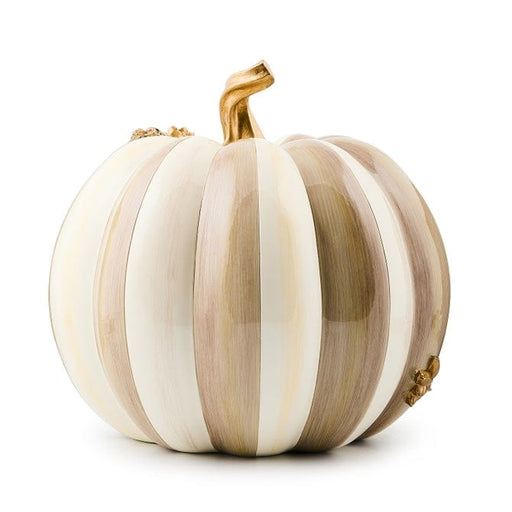 MacKenzie-Childs Fall Decor Mocha Stripe Floral Garland Pumpkin