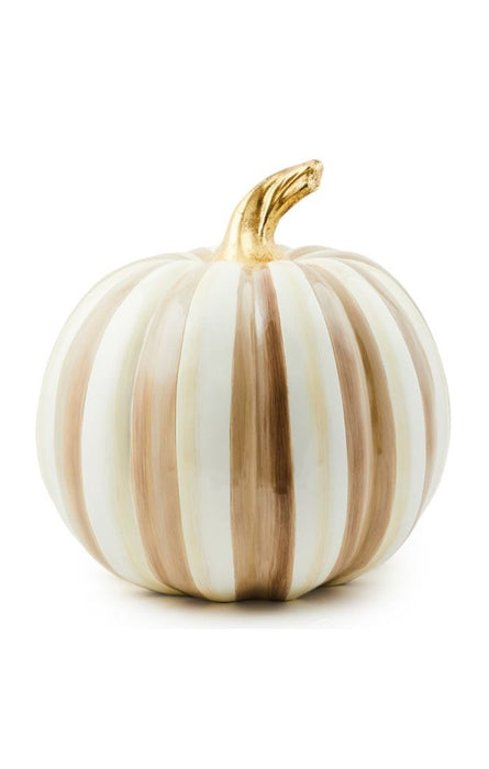 MacKenzie-Childs Fall Decor Mocha Stripe Medium Pumpkin