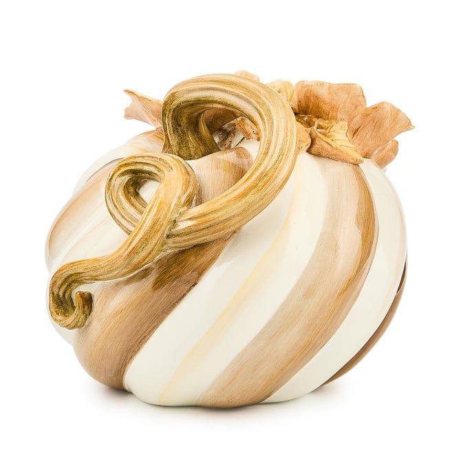 MacKenzie-Childs Fall Decor Mocha Swirl Twisted Stem Pumpkin