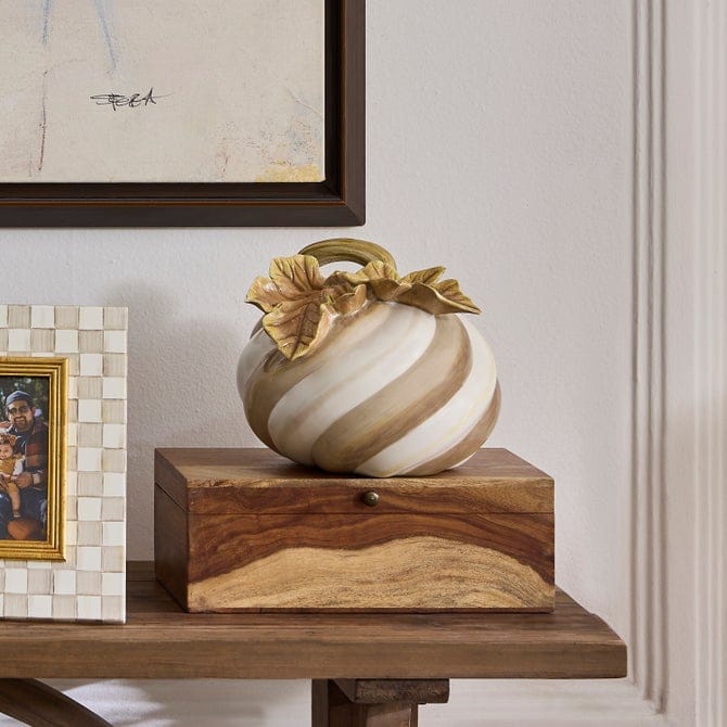 MacKenzie-Childs Fall Decor Mocha Swirl Twisted Stem Pumpkin